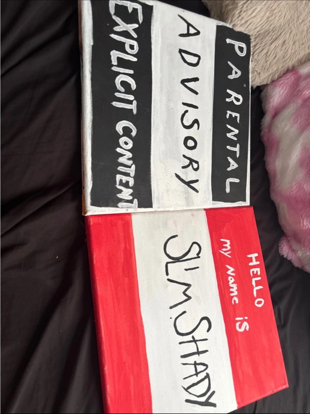 Hand-Painted Red, White & Black Canvas Wall Art - Slim Shady Theme
